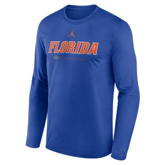 Nike Jordan Mens Florida Courtside Basketball Shootaround Legend Jordan Brand Dri-FIT College Long-Sleeve T-Shirt in Blue | 0JTJ4EVUFN-NK9