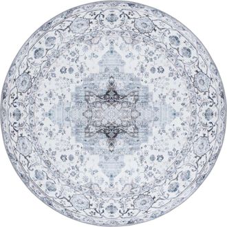 Safavieh Alfombra tradicional de poli&eacute;ster blanco/azul, 183 cm
