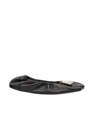 Maison Margiela Gathered Vamp with Metal Charm Ballet Flat - Black