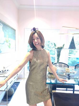Glam Shimmer Halter Dress In Bronze