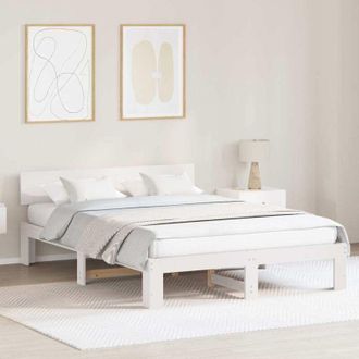vidaXL Vidaxl - Estructura De Cama Blanco 140 X 200 Cm Madera Maciza De Pino