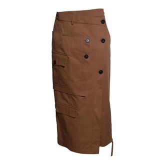 Erika Cavallini Semi Couture Midi Skirts, female, Brown, Size: S Asymmetric Wrap Midi Skirt