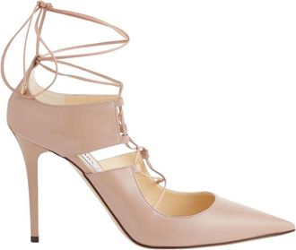 Jimmy Choo London Hoops 100 Beige Lace Up Leather Pumps Size 39