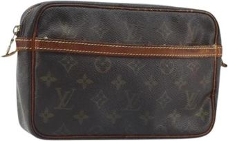 Louis Vuitton Pre-owned Compiegne 23 Clutch - Dames - Vintage Clutch - Bruin - ONE Size - Leer - Vintage