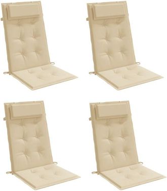 vidaXL Vidaxl - Cojines De Silla Con Respaldo Alto 4 Uds Tela Oxford Beige