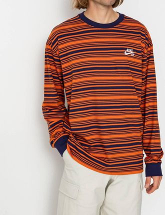 Nike Sb Long Sleeve Striped T-Shirt In Navy Orange
