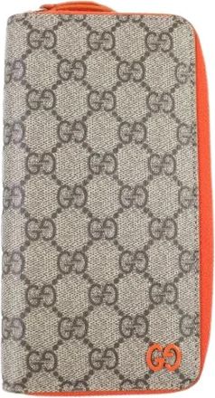 Gucci Pre-owned Wallets, male, Beige, Size: ONE SIZE Pre-owned GG Canvas Zip Wallet