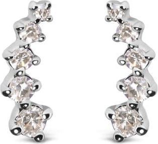 House of Brilliance 10K White Gold 1/10 Ct Diamond Journey Style Climber Stud Earrings at Nordstrom