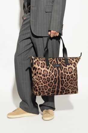 Dolce & Gabbana Animal Motif Shopper Bag, Mens, Brown