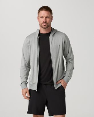 Vuori Clothing Ponto Full Zip Hoodie | Slate Rock Heather | Medium