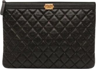Chanel Pre-owned Clutches, female, Black, Size: ONE SIZE Pre-owned Leather Clutch