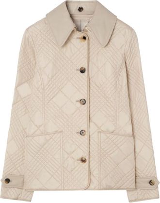 Burberry Beige Quilted Shirt Collar Jacket