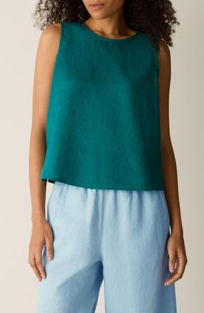 Eileen Fisher Organic Linen Shell in Teal at Nordstrom, Size Xx-Small