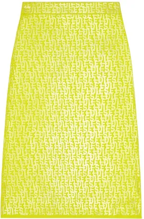Diesel M-Ikaria monogram-print midi skirt - women - Cotton - S - Yellow