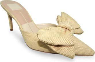 Dolce Vita Kayli Bow Pointed Toe Mule in Light Natural Raffia at Nordstrom, Size 8