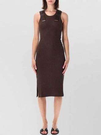 Loewe sleeveless ribbed dress buckle detail slit