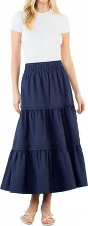 THML Clothing Long Tiered Skirt In Blue