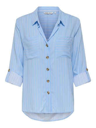 Only Hemdbluse ONLY ONLYASMIN SHIRT L/S WVN NOOS, Damen, Gr. XL (42), serenity stripes:silva, Web, Obermaterial: 100% Viskose, gestreift, loose fit h&uuml;ftbed