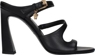 Versace Black Leather Stiletto Heel Womens Sandals