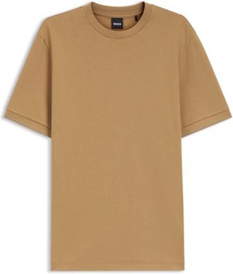 BOSS Structured cotton T-shirt with cuff stripes
