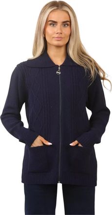 Generic Womens Zip Up Cable Knit Cardigan - Chunky Knit Jumper with Pockets | Soft Warm Ladies Winter Zip Through Sweater | Long Sleeve Collared Knitwear Jack