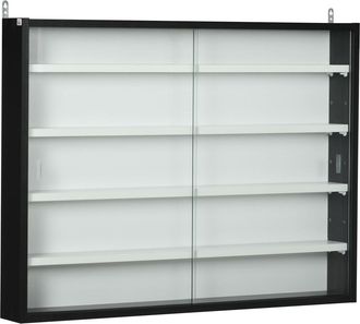 HOMCOM Vitrina de Pared 80x9.5x60 cm Negro y Blanco