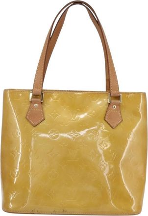 Louis Vuitton Houston Monogram Vernis Beige Patent_Leather Handbag (Pre-Owned)