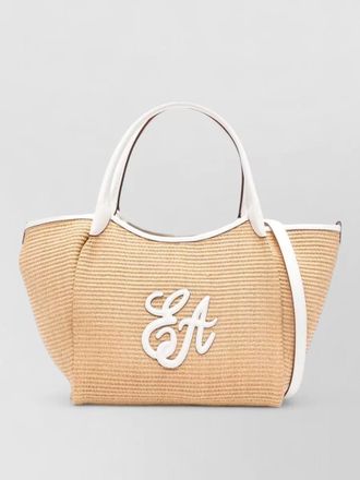 Emporio Armani medium straw tote bag shoulder strap
