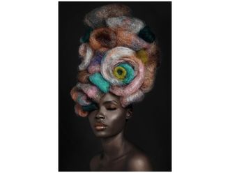 Schubiger M&ouml;bel Digitaldruck auf Glas Dunkle Sch&ouml;nheit mit Filz-Turban