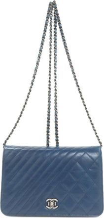 Chanel Matelasse Blue Leather Chain/Shoulder Wallet (Pre-Owned)