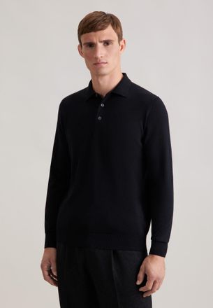 Seidensticker Polokragenpullover SEIDENSTICKER Schwarze Rose, Herren, Gr. XXL, schwarz, 100% Wolle, unifarben, regular fit, Pullover Polokragenpullover, 1/1 Kragen 