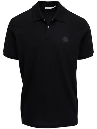 Moncler logo-patch cotton polo shirt - Black