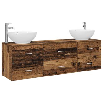 vidaXL Juego De Muebles De Ba&ntilde;o 3 Uds. Madera Envejecida Vidaxl
