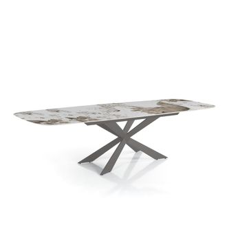 Oresteluchetta Mesa extensible cer&aacute;mica/acero &oacute;nix-platino 75,5x80x120-180 cm