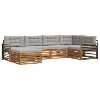 vidaXL Conjunto De Sof&aacute;s De Exterior 6 Pcs Gris Natural Y Claro Vidaxl