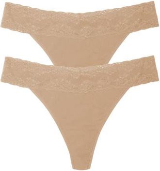 Natori Bliss Perfection One Size Thong 2-Pack in Buff at Nordstrom