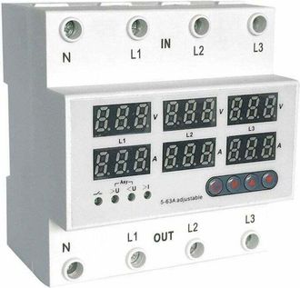 OEM Protector De Sobretensi&oacute;n Y Subtensi&oacute;n De Riel Din Trif&aacute;sico De Cuatro Cables De 63 A, Protector De Reinicio Autom&aacute;tico Multifuncional, Dispositivo De