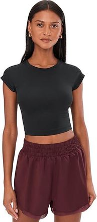 Free People Movement Never Better Ultra Light T-Shirts Womens Clothing Black : LG (Womens 12-14), Elastane/Nylon