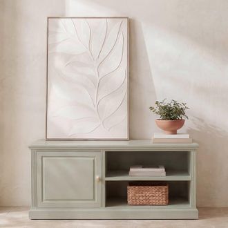 Maisons du monde Mueble TV de 1 puerta batiente verde gris&aacute;ceo, 120 cm