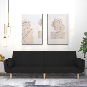 vidaXL Vidaxl - Sof&aacute; Cama De 2 Plazas Con Dos Almohadas Tela Negro