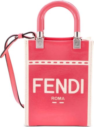 Fendi Sunshine Shopper Tote Patent and Canvas Mini crossbody bag - Roze