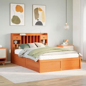 vidaXL Vidaxl - Cama Sin Colch&oacute;n Madera Maciza De Pino Marr&oacute;n Cera 140x190 Cm