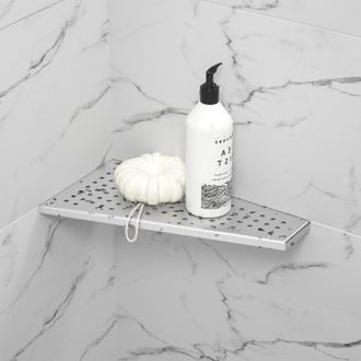 OEM Estante Esquinero Para Ducha De Acero Inoxidable 304, No Requiere Perforaci&oacute;n Para Ba&ntilde;o - Soporte Para Champ&uacute; - Agujero Cuadrado Trapezoidal - 305 X 1