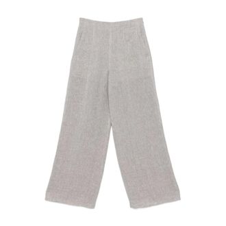 Emporio Armani Dames, Broeken, Grijs, Maat: XL Linnen