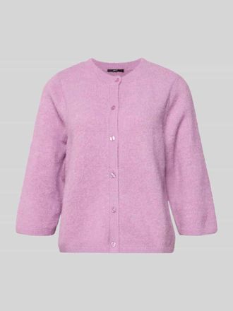 Zero Cardigan mit Rundhalsausschnitt und 3/4-Arm in Violett, Gr&ouml;&szlig;e 34