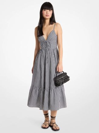 Michael Kors Gingham Cotton Midi Dress