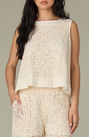Wit & Wisdom Eyelet Crop Tank in Ecru at Nordstrom, Size X-Large