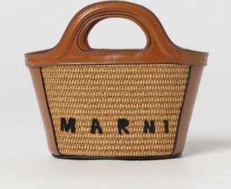 Marni Tropicalia Mini Bag in Raffia and Leather with Embroidered Logo