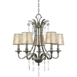 Loops 5 Bulb Chandelier Hanging Pendant LIght MottLED Silver LED E14 60W Bulb in Metallics