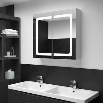Berkfield Home LED Bathroom Mirror Cabinet 80x12.2x68 cm in Black